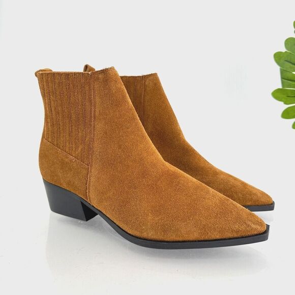 Marc Fisher LTD Womens Yarita Chelsea Boots Pointed Toe Tan Brown Suede Sz 7 M - Picture 1 of 16